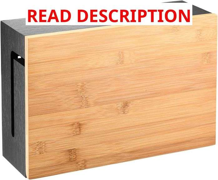 Bamboo Cable Management Box with Magnetic Lid