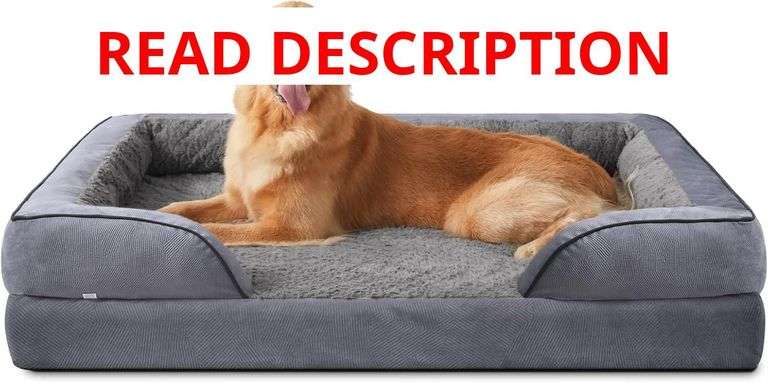 INVENHO Orthopedic Dog Beds Large Sized, XL Washable Dog Sofa with Egg-Crate Foam, Waterproof Lining and Non-Skid Bottom image