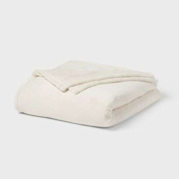Beige Plush Throw Blanket image