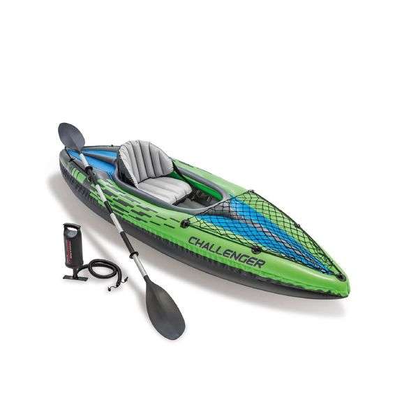 Intex Challenger K1 Inflatable Single Person Kayak Set and Accessory Kit w/ Pump image