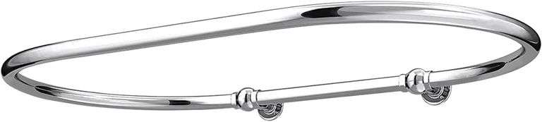 Oval Shower Curtain Rail Rod For Bathroom, Ceiling Mounted for Clawfoot Tub, Large and Heavy Duty Wall Mounted with Adjustable Support - 45 x 25 Inch (Free Curtain Rings) (Chrome) image
