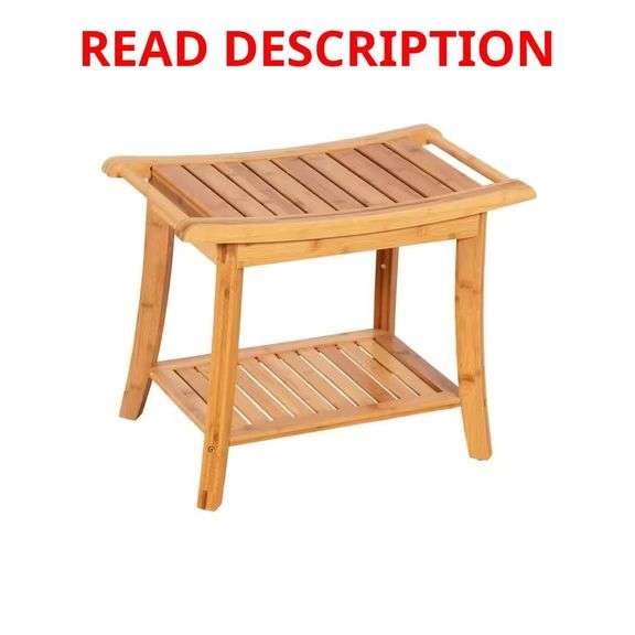 Solid Bamboo 19 in. H x 23.75 in. W x 13.25 in. D Spa Style Natural Shower Bathroom Bench image