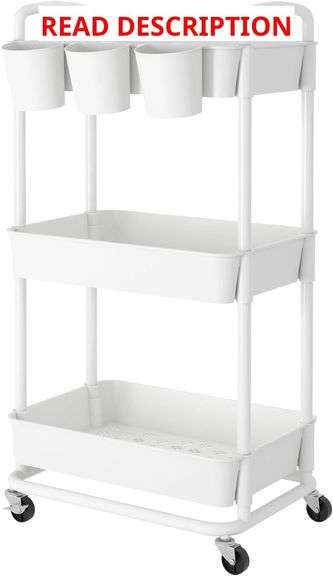 JIUYOTREE 3-Tier Plastic Rolling Storage Cart