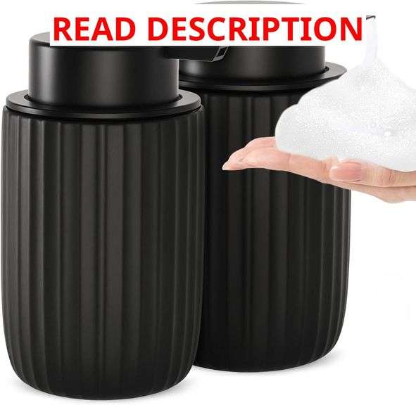 Ceramic Foaming Soap Dispenser, 12 oz Bathroom Foam Hand Soap Dispenser, Refillable Lotion Soap Dispenser with Removable Pump for Kitchen Hand Wash Dispenser, Modern Home Decor(2Pack-Black) image