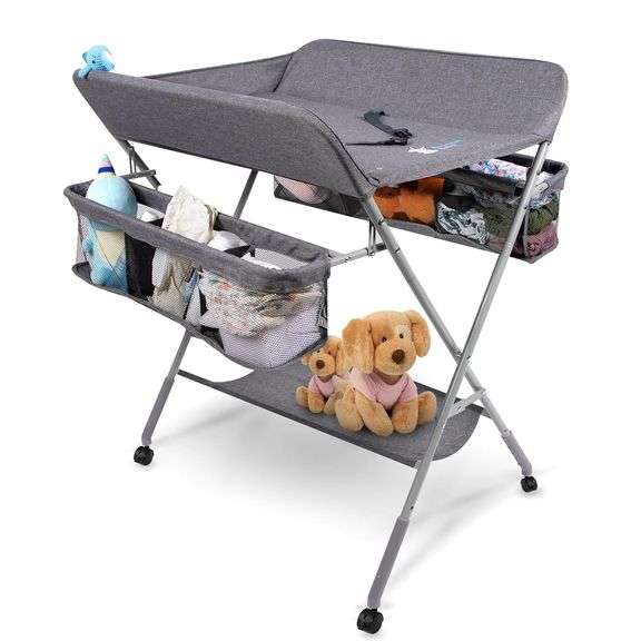 Baby Portable Changing Table for Baby - Baby Changing Tables with 2X Thicker Pad and 2X Storage Capacity - Waterproof and Durable Diaper Changing Table image
