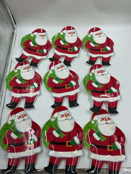 Santa Claus Shaped Ceramic Plates Set of 12 image