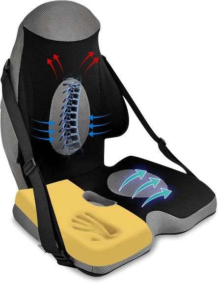 Memory Foam Seat Cushion & Lumbar Support Pillow,Ergonomic One Piece Cushion for Good Posture Correction and Tailbone, Lower Back Pain, Sciatica Relief for Office Chair Car Seat Wheelchair Travel image