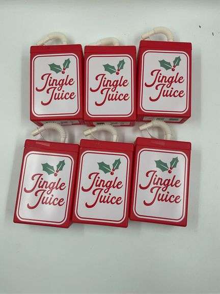 Lot of 6 Jingle Juice Christmas Holiday Drink Box Ornaments image