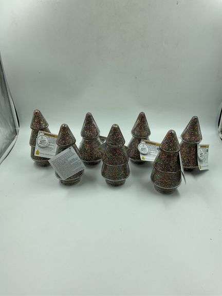 Set of 8 Glittery Christmas Tree Figurines image