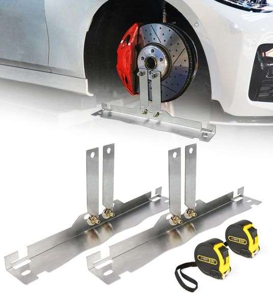 Upgraded Wheel Alignment Tool with Connection Sheet, Heavy Duty Stainless Steel Toe Alignment Tool Plates with Tape Measures for Car, Truck, SUV image