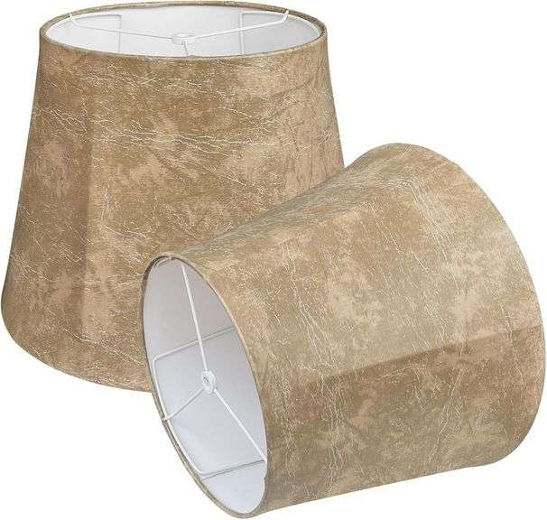 TOOTOO STAR Drum Lampshades Set of 2, Leather barrel Lamp Shade for Table Lamps Floor Lamps, Seaside Village Medium Lampshades 10" Top x 14" Bottom x 10" High, Hand Crafted, Easy Assembly Required image