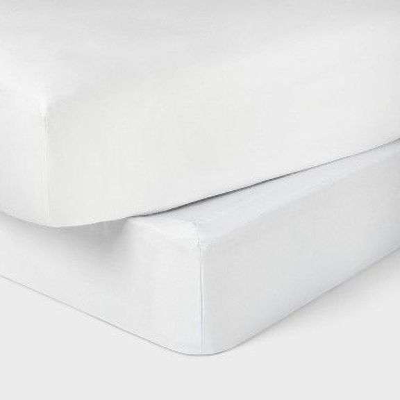 Two White Fitted Bed Sheets image