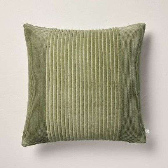 Green Corduroy Throw Pillow image