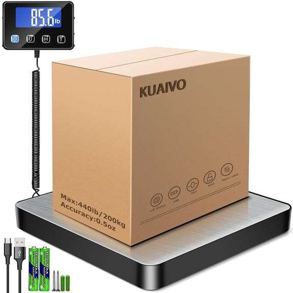 Shipping Scale, 440 lbs/0.35oz High Accurate Digital Postal Scale with Hold/Tare Function, Shipping Scale for Small Business, Packages, Luggage, Home Use, Battery & Charging Cable Include image