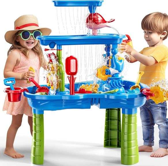 Water Table for Toddlers 3-5, 3-Tier Kids Sand Water Table, Water and Sand Activity Sensory Table Summer Beach Outside Toys Backyard for Kids Toddlers Age 3 4 5 6 7 8 image