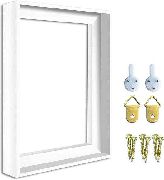 Floater Frame for Finished Canvas 1.25" Depth Custom Floater Frame Kit for Stretched Canvas Picture Oil Paintings Artwork Canvas Floating Frame Wall Art Decor Finished Canvas 16"x20" White 16 in x 20 in image