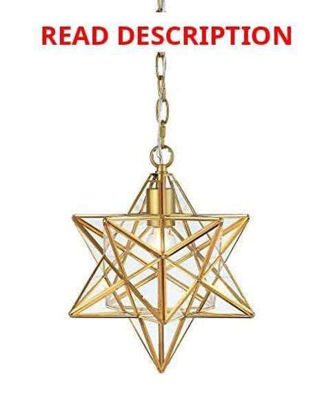 JONATHAN Y JYL9072B Stella 12" Moravian Star Metal/Mercury Glass LED Pendant Glam Dimmable for Kitchen Hallway Bathroom Stairwell, Gold Leaf