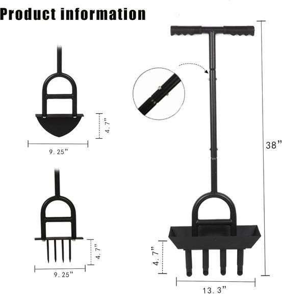 3 in 1 Lawn Tool Kit, Core Aerator Lawn Spike Tool, Half Moon Hand Yard Edging Tool for Landscaping, Coring Tool with Soil Core Tray, Manual Garden Plug Aerator for Grass Aeration