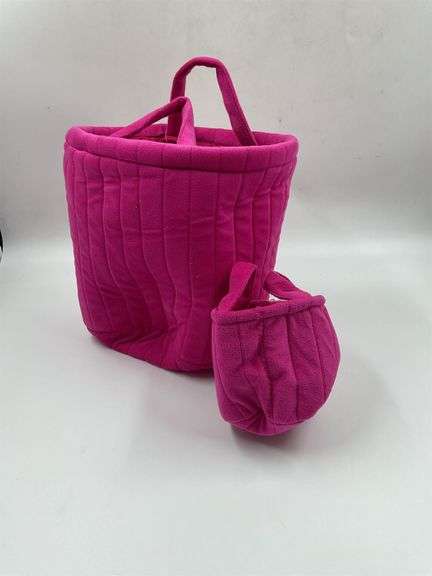 Two Pink Quilted Terry Cloth Tote Bags image