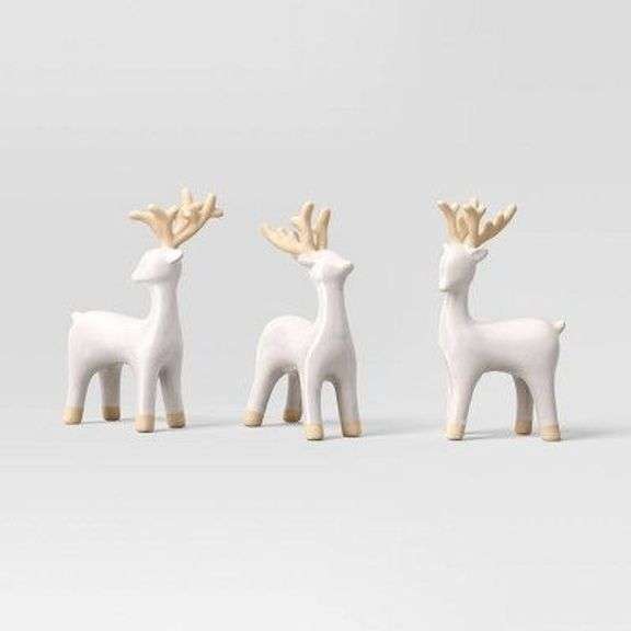 Set of Three Ceramic Deer Figures image