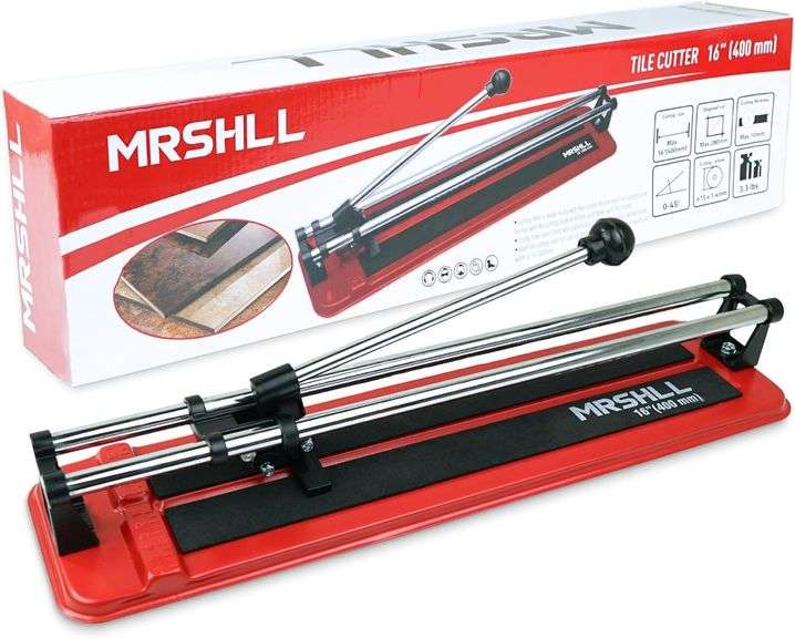16 Inch Manual Tile Cutter - Porcelain Ceramic Tile Cutter with Hardened Tungsten Carbide Cutting Wheel - Anti-Skid Base - Double Rails - Lightweight with Ergonomic Handle - Ceiling Tile Cutter image