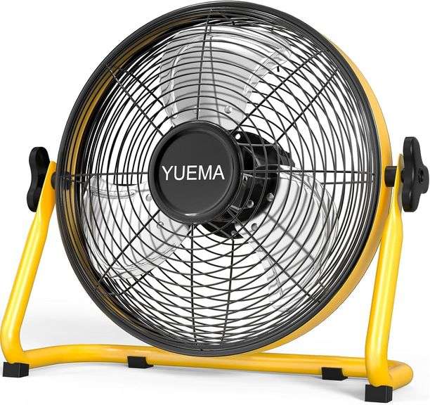Battery Operated Powered 16 Inch Floor Fan High Velocity Rechargeable Fan Cordless Metal Blade Portable Fan for Camping Travel Patio Tent Indoor Outdoor 360 Degree Manual Tilt 12 Speed image