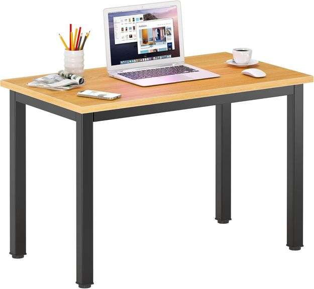 DlandHome 31.5 inches Small Computer Desk for Home Office Activity Table Writing Table for Small Spaces Study Table Student Laptop Desk Teak and Black DND-AC3BB-8040 image