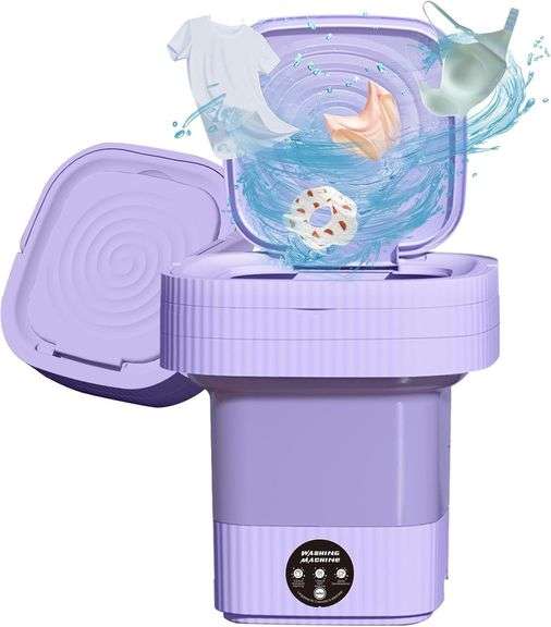 Portable Washing Machine,10L Folding Mini Washer with 3 Modes Deep Cleaning of underwear,baby clothes,Foldable Washing Machine for Apartments,Dorm,Camping,RV,Travel Laundry image