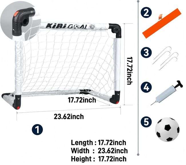 Mini Soccer Goal Set, White Foldable Goal for Kids, Kids Goals for The Garden/Indoor/Outdoor(23.62in * 17.72in Goals +13cm Soccer)