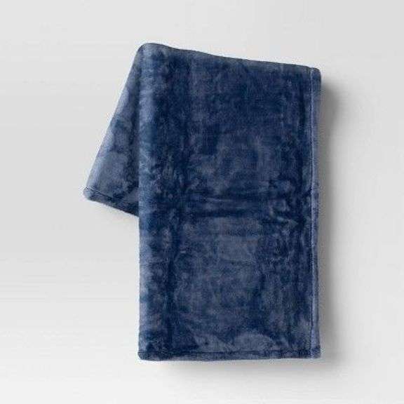 Navy Blue Plush Throw Blanket image