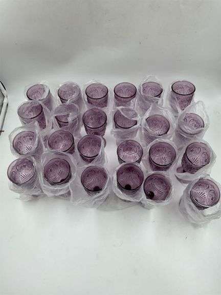 (24) purple plastic unique cups image