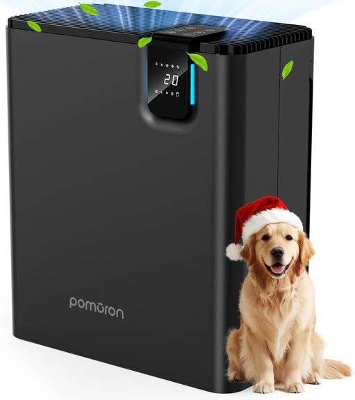 POMORON Air Purifiers for Home Large Room Up to 2500Ft with Air Quality Sensor&Auto Mode, UV Light, H13 HEPA Air Purifiers Filter 99.97% of Pollen Allergies Smoke Pet Dander for Bedroom, Black image