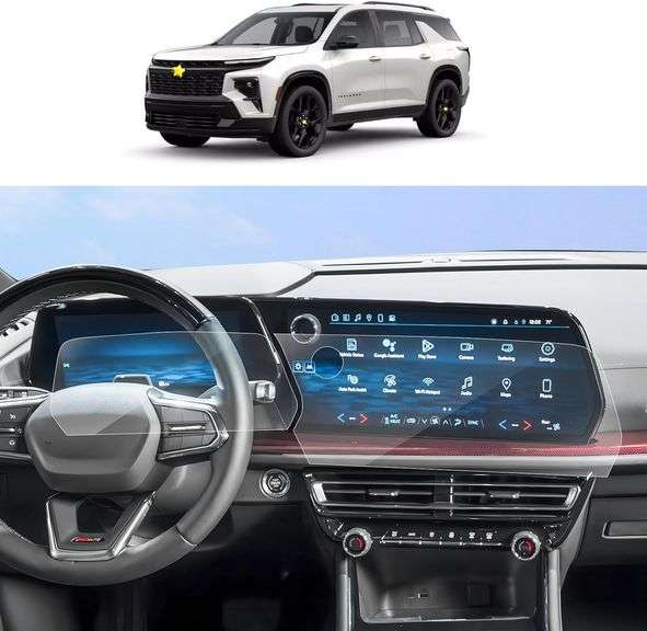 SKTU 4Pack 2024 2025 Chevy Traverse Screen Protector for 2024 2025 Chevrolet Traverse/ 2024 2025 Chevrolet Blazer EV 17.7In Navigation+11In Instrument Screen 2024 2025 Chevy Traverse Accessories Ultra Clear, Anti-Scratch image