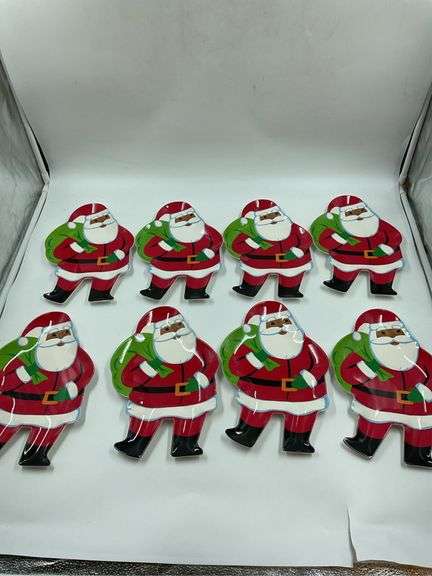 Santa Shaped Christmas Dessert Plates - Set of 8