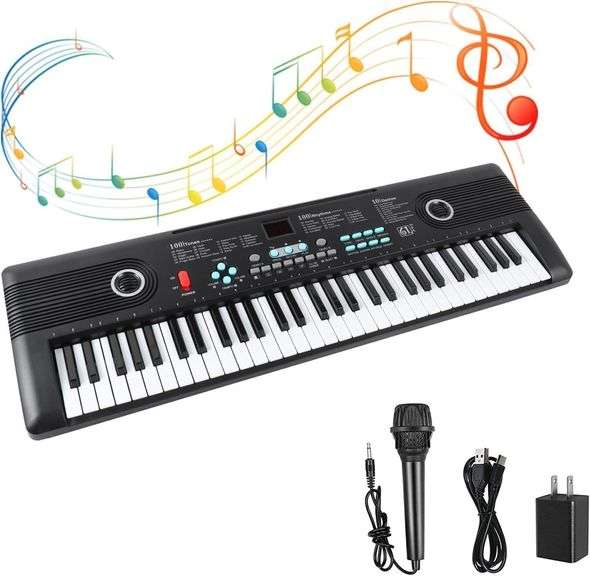 61 keys keyboard piano, Electronic Digital Piano with Built-In Speaker Microphone, Portable Keyboard Gift Teaching for Beginners, electric piano for kids image