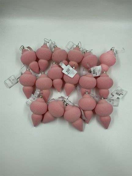 Lot of 16 Pink Velvet Christmas Ornaments image