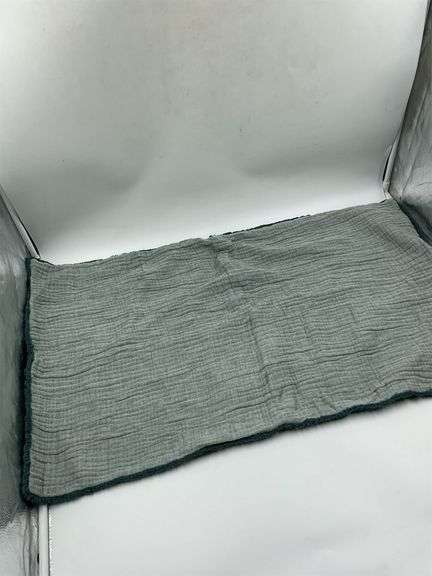 Grey Throw Blanket with Green Trim image