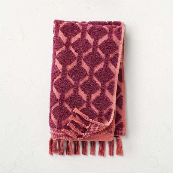 Pink and Purple Decorative Fringe Towel image