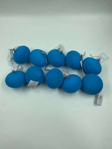 Set of 10 Blue Decorative Christmas Ornaments image