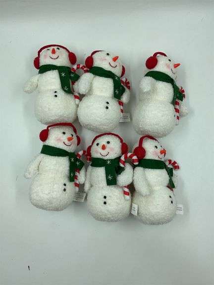 Set of 6 Snowman Christmas Holiday Plush Figures