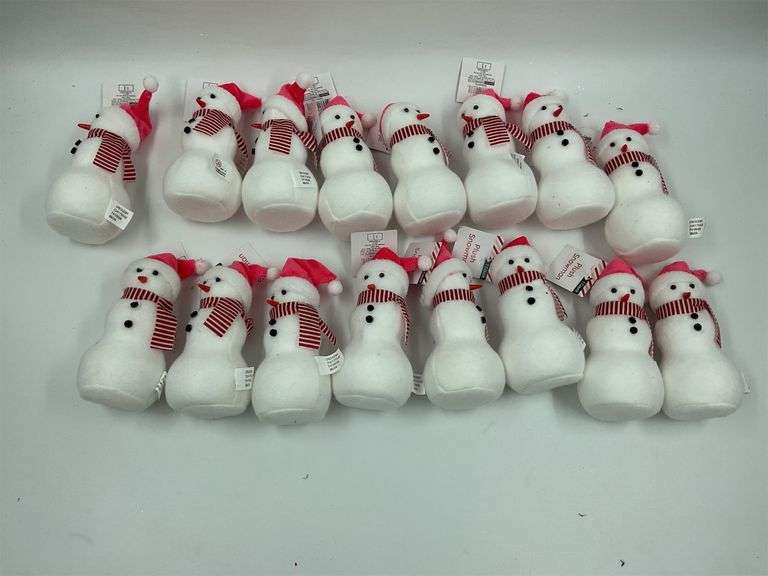 Lot of 15 Plush Snowman Christmas Ornaments image