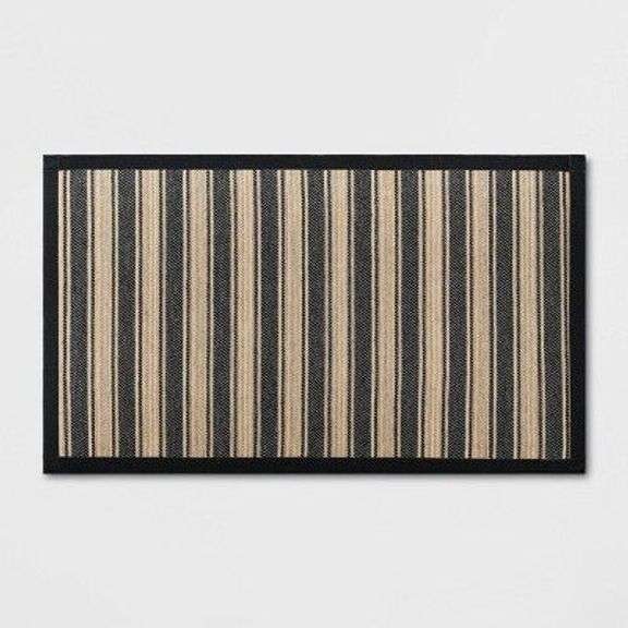 Black & Tan Striped Woven Area Rug image