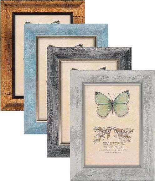 XUANLUO 5x7 Picture Frames Set of 4 Rustic Retro Photo Frame with HD plastic cover for all Mount and Tabletop Display Family Friends Wedding Gift image