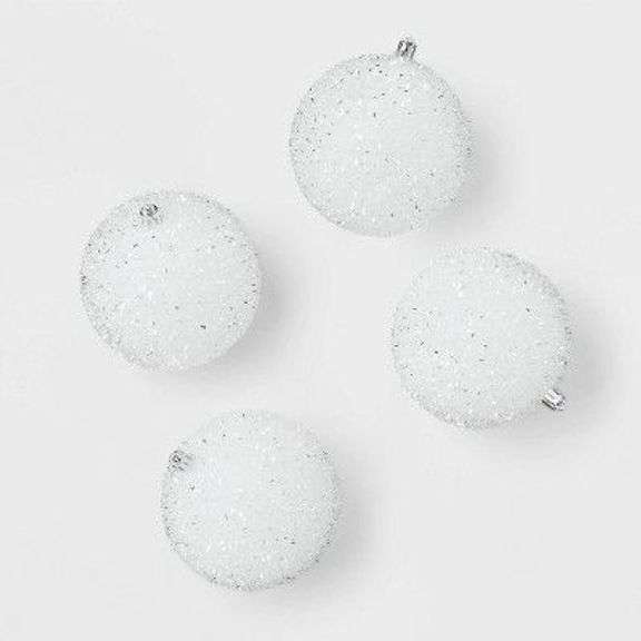 Wondershop 9 Count White Glitter Ornament Set image
