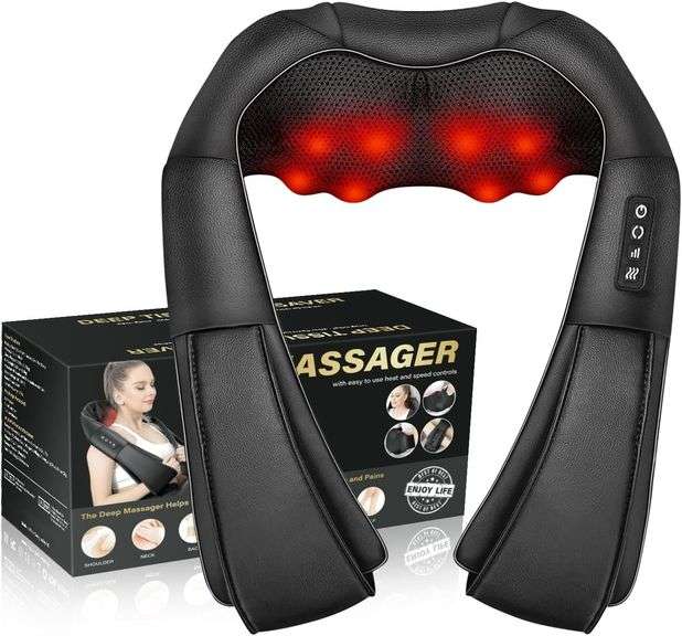 Shiatsu Neck Massager, Electric Neck and Back Massager with Heat, 3D Kneading Massage Pillow for Back, Shoulder, Muscle Pain Relief, Office & Home & Car Use, Fits for Parents image