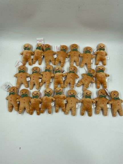 Lot of 24 Plush Gingerbread Man Ornaments with Bowties