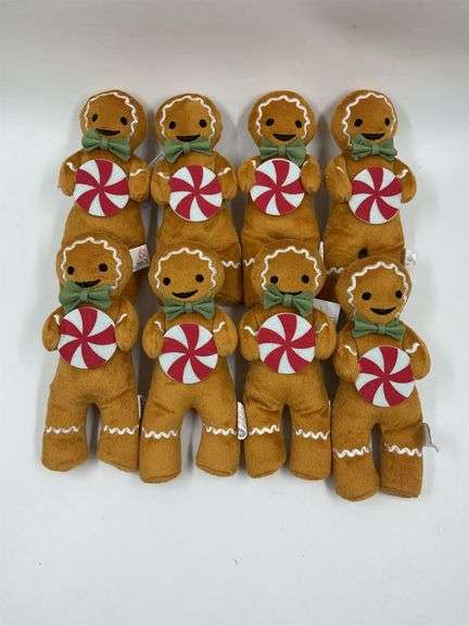Set of 10 Plush Gingerbread Men with Candy image