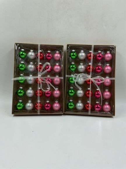 Set of 2 Boxes of Mini Glass Christmas Ornaments