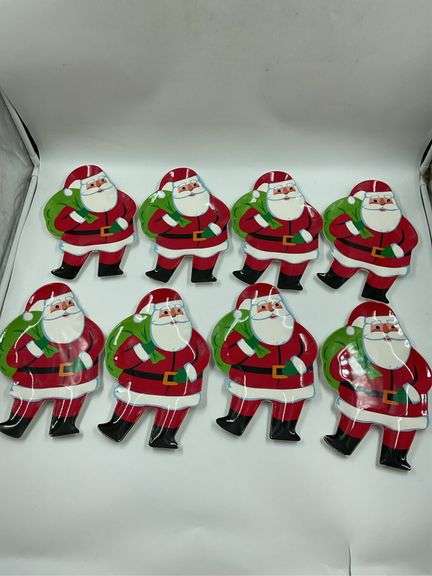 Lot of 9 Santa Claus Melamine Christmas Serving Trays