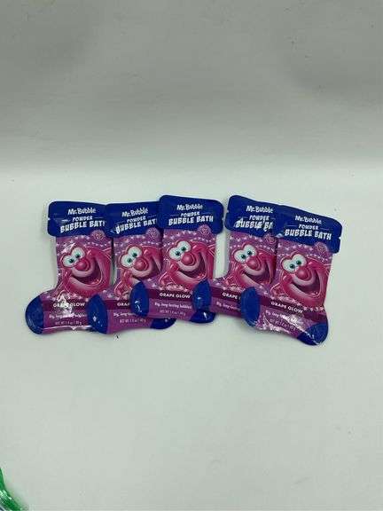 Mr. Bubble Powder Bubble Bath Grape Glow Stocking Pouches - Lot of 5 image
